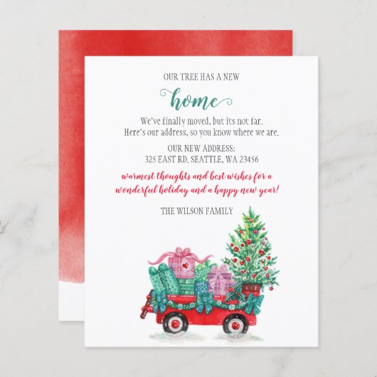 バジェットクリスマスツリーカー引っ越しましたホリデーカード (正面/裏面)