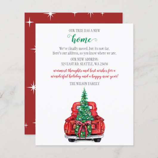 バジェットクリスマスツリーカー引っ越しましたホリデーカード (正面/裏面)