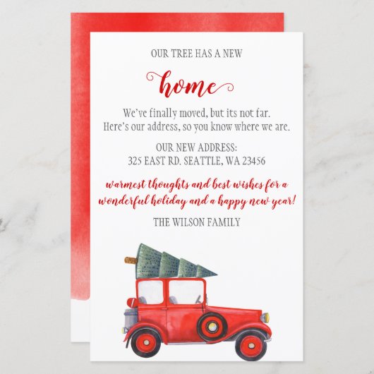 バジェットクリスマスツリーカー引っ越しましたホリデーカード (正面/裏面)
