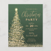 バジェットクリスマスツリーパーティーグリーンホリデー招待状 (正面)