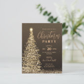 バジェットクリスマスツリーパーティー金ゴールドホリデー招待状 (スタンド正面)