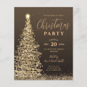 バジェットクリスマスツリーパーティー金ゴールドホリデー招待状 (正面)