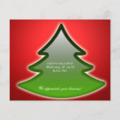 バジェットクリスマスツリーレッドビジネスホリデーカード (裏面)