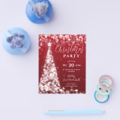 バジェットクリスマスツリーレッドモダンパーティー招待状 チラシ (シングル)