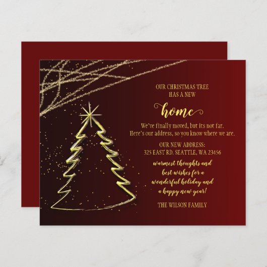 バジェットクリスマスツリー引っ越しましたホリデーカード (正面/裏面)