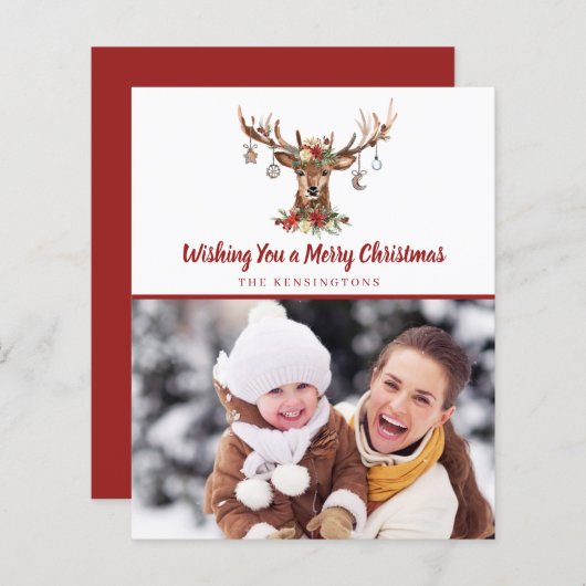 バジェットクリスマスディアーオーナメントホリデーフォト (正面/裏面)