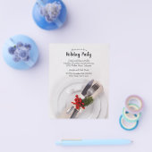 バジェットクリスマスディナープレートホリデイ招待状 チラシ (シングル)