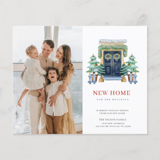 バジェットクリスマスドア移動フォトホリデーカード (正面)