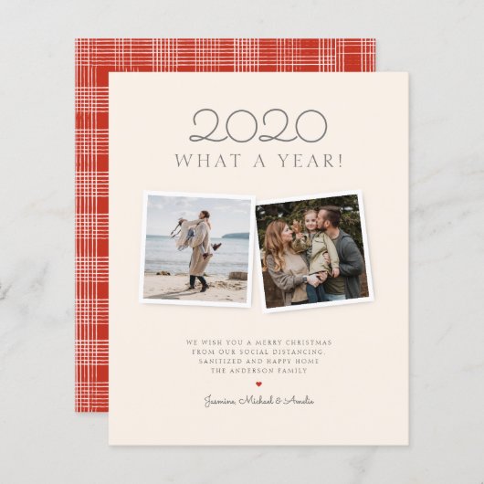 バジェットクリスマスハンドドロータータンチェックフォトホリデー (正面/裏面)