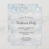 バジェットクリスマスパーティーシルバーグリッター招待 (正面/裏面)