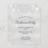 バジェットクリスマスパーティーシルバーグリッター招待 (正面/裏面)