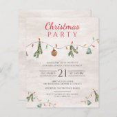 バジェットクリスマスパーティーライトデコール招待状 (正面/裏面)