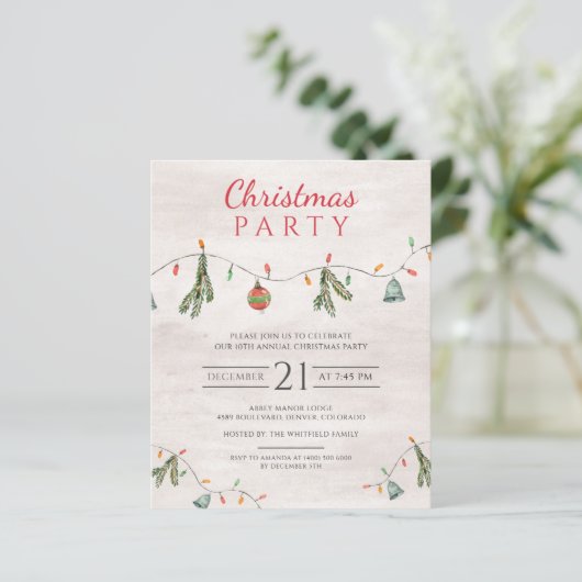 バジェットクリスマスパーティーライトデコール招待状 (スタンド正面)
