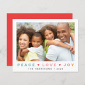 バジェットクリスマスピース愛の喜び写真ホリデーカード (正面/裏面)