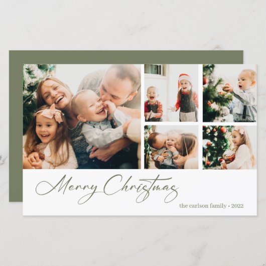 バジェットクリスマスフォトコラージホリデーカード (正面/裏面)