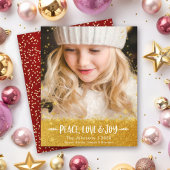 バジェットクリスマスフォトピースラブジョイグリッターカード