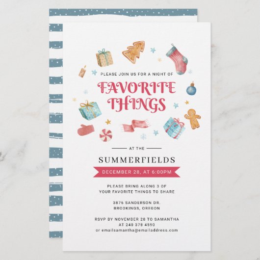 バジェットクリスマスホリデーお気に入りのズ招待状 便箋 (正面/裏面)