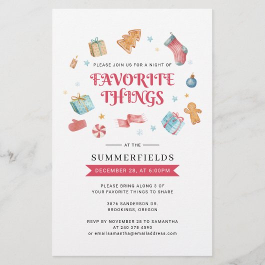 バジェットクリスマスホリデーお気に入りのズ招待状 便箋 (正面)