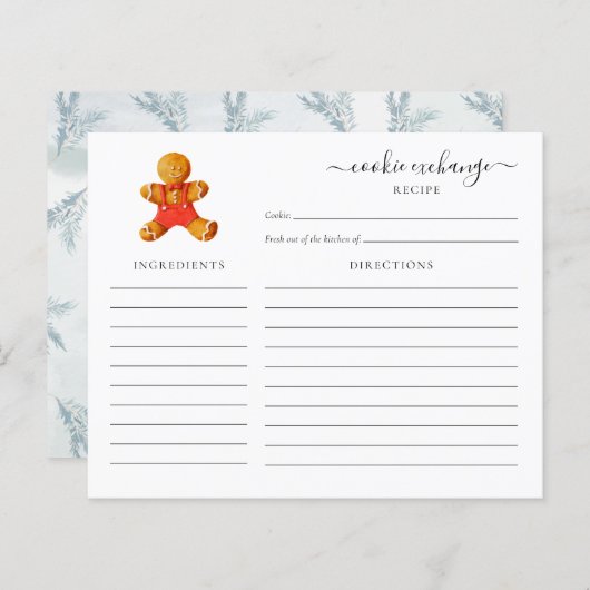 バジェットクリスマスホリデークッキースワップレシピカード (正面/裏面)
