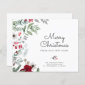 バジェットクリスマスボタニカルフローラ新しいアドレスカード (正面/裏面)