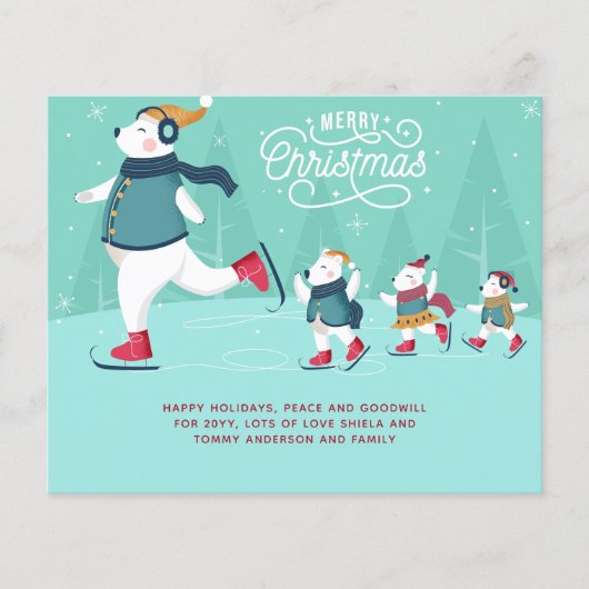 バジェットクリスマスポーラベアーズアイススケートで滑るかわいい (正面)