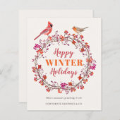 バジェットクリスマスリースのビジネスの休日の挨拶 (正面/裏面)