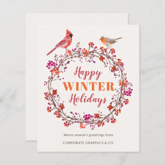 バジェットクリスマスリースのビジネスの休日の挨拶 (正面/裏面)