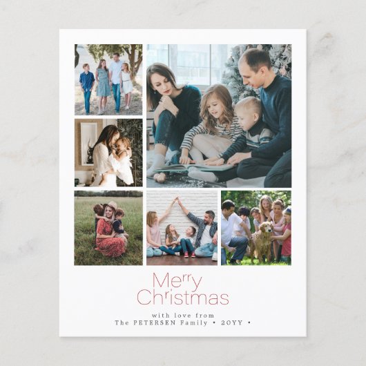 バジェットクリスマス6写真コラージホリデーカード (正面)