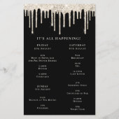 バジェットクリームグリッタードリップヘンウィークエンドブラック招待状 (裏面)