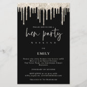 バジェットクリームグリッタードリップヘンウィークエンドブラック招待状 (正面)
