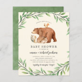 バジェットクリーム緑の森の動物ベビーシャワー (正面/裏面)