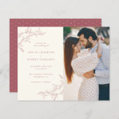 バジェットクリーム&ミュートされた赤い葉の写真結婚の数 (正面/裏面)