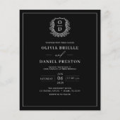 バジェットクレストブラックフォト結婚式招待状 (正面)