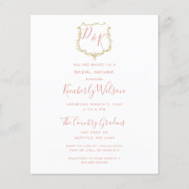 バジェットクレスト金ゴールド赤面ブライダルシャワー招待