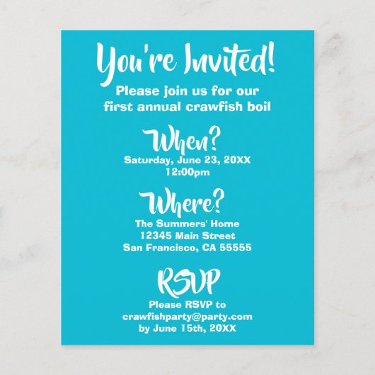 バジェットクロウフィッシュ年間家族懇親会パーティー (裏面)