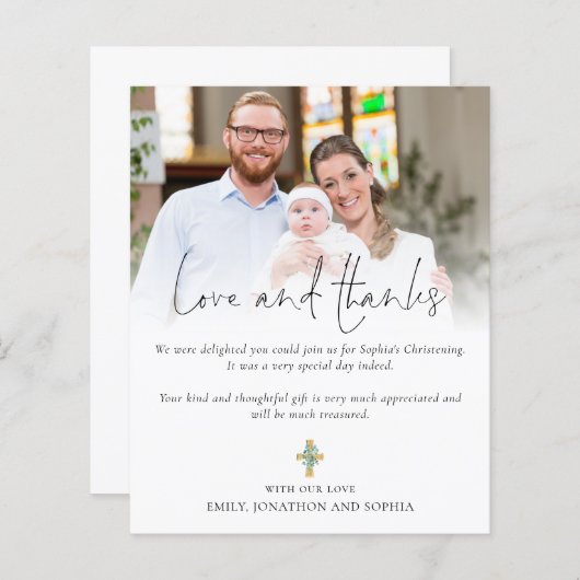 バジェットクロスフォト《キリスト教》洗礼式や命名式ラヴ感謝していィー (正面/裏面)