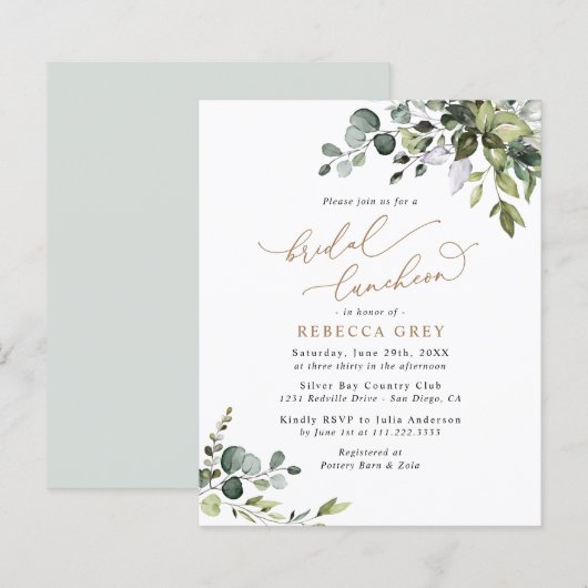 バジェットグエレガントレネリーブライダルルンチョン招待状 (正面/裏面)