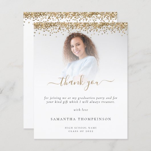 バジェットグラッドフォト金ゴールドグリッターありがとう (正面/裏面)