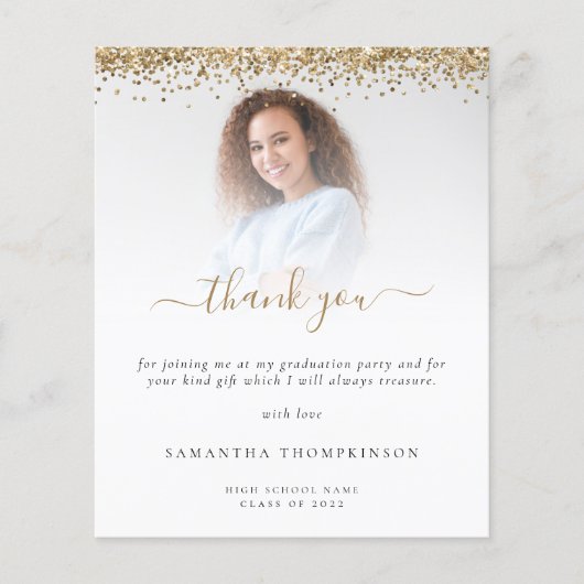 バジェットグラッドフォト金ゴールドグリッターありがとう (正面)