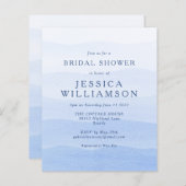 バジェットグラデーションディップダイダーブルーブライダルシャワー招待状 (正面/裏面)