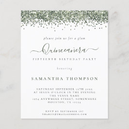 バジェットグラムグリーングリッターキンセアニラ招待状