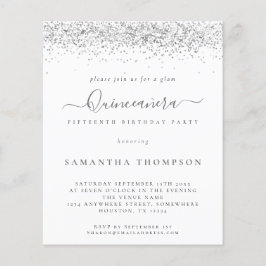 バジェットグラムシルバーグリッターキンセアニラ招待状