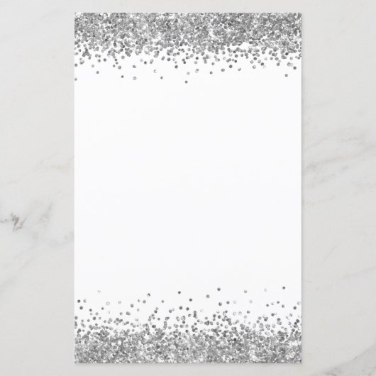 バジェットグラムシルバーグリッター結婚式招待状 (裏面)