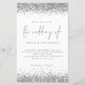 バジェットグラムシルバーグリッター結婚式招待状 (正面)