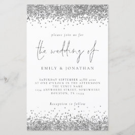 バジェットグラムシルバーグリッター結婚式招待状