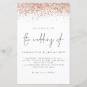 バジェットグラムバラ金ゴールド結婚グリッターズホワイト招待状 (正面)