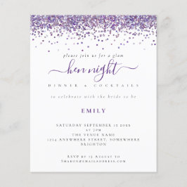 バジェットグラムパープルグリッターヘンナイト招待状