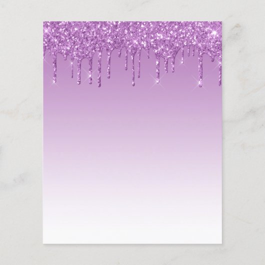 バジェットグラムパープルグリッターベビーシャワー招待状 (裏面)