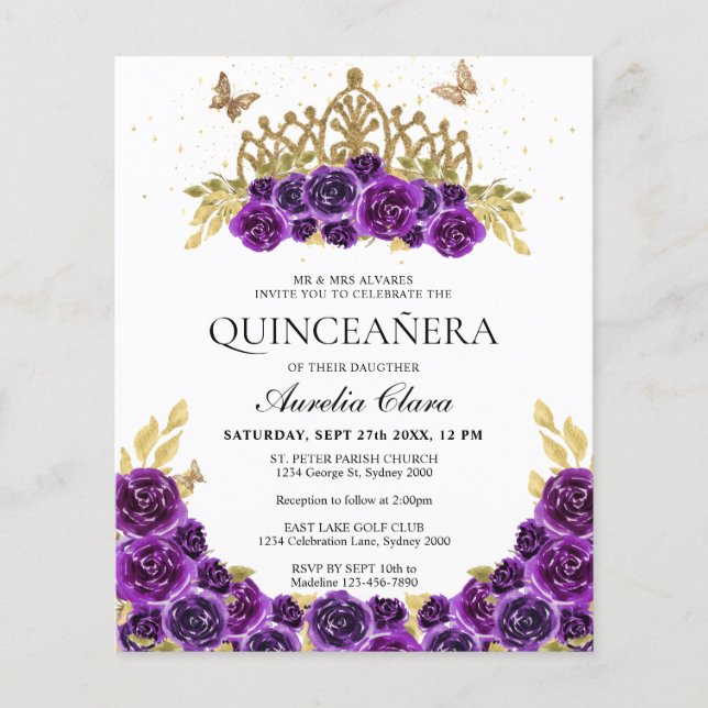 バジェットグラムパープルフローラ金ゴールドティアラキンセアニェラ (正面)