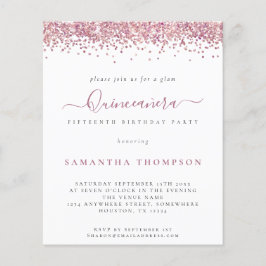 バジェットグラムピンクグリッターキンセアニラ招待状